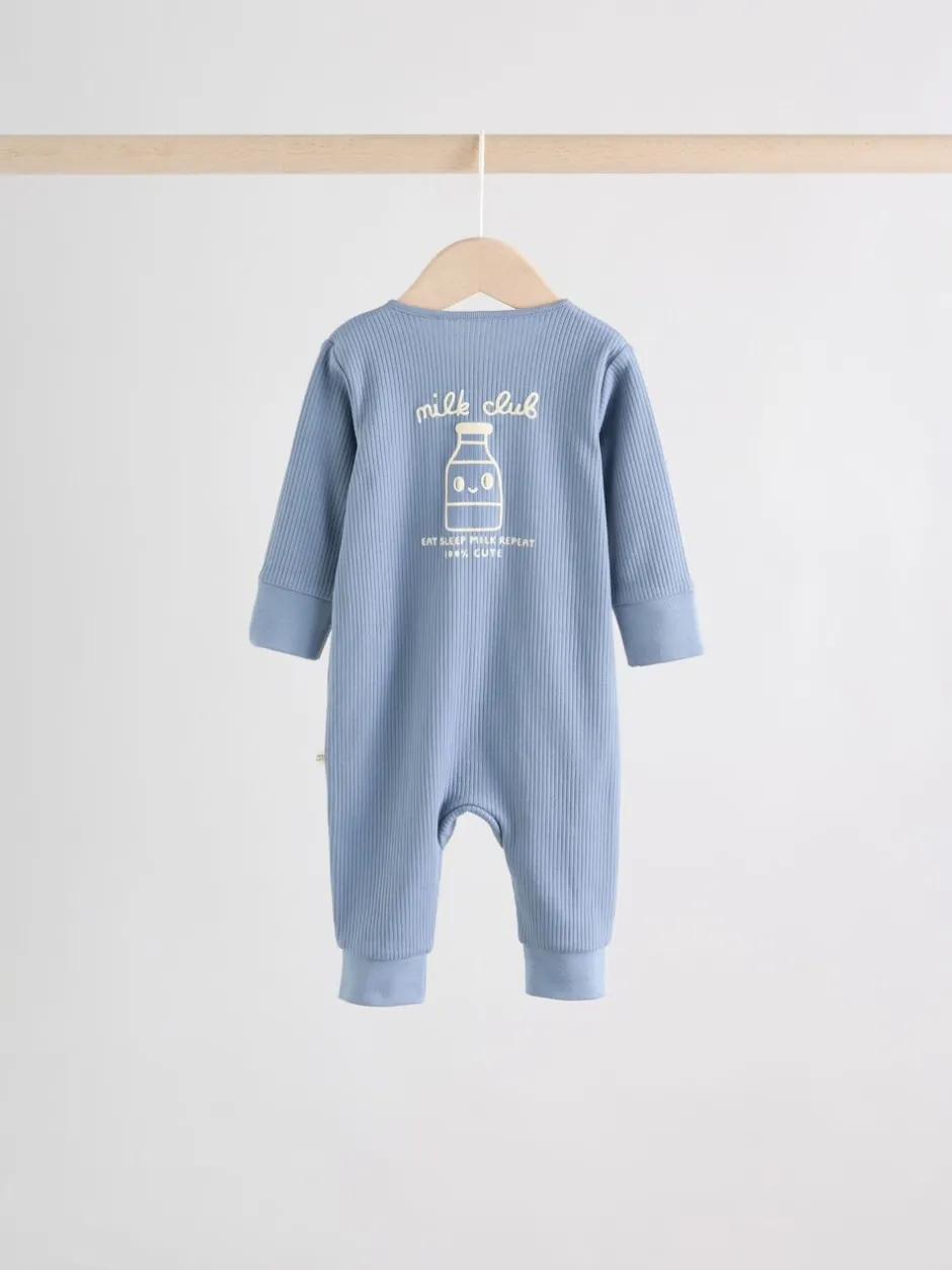 Next Blue Milk Club - Combinaisons de nuit à fermeture éclair pour bébés 3 Pack (0mths-3yrs) Clearance
