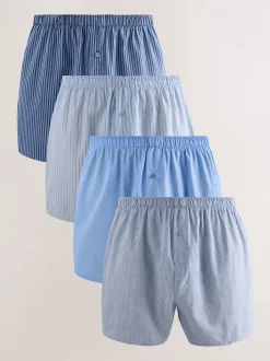 Next - Lot de 4 - Boxers purs tissés Blues Motif mixte Online