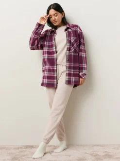 Next Bordeaux à carreaux rouge - Veste-chemise polaire Outlet