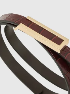 Reiss bordeaux - Ceinture en cuir effet crocodile Bronya Outlet
