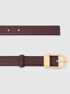 Reiss bordeaux - Ceinture en cuir à boucle incurvée Hazel Outlet