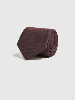 Reiss bordeaux - Cravate Ceremony en soie texturée Blend Best