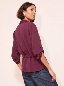 Friends Like These bordeaux - chemise de style utilitaire à nouer à la taille