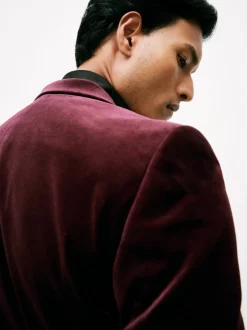 Reiss Bordeaux - Apsara Blazer en velours à boutonnage simple habillé Discount