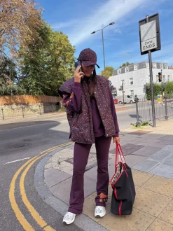 Never Fully Dressed Bordeaux brodé - Leggings évasés en coton