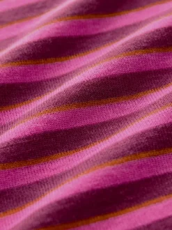 Next - T-shirt à manches longues de cou d'équipage Bordeaux rouge rayé Clearance