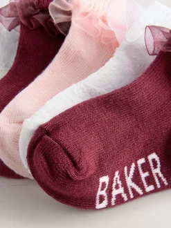 Baker by Ted Baker Bordeaux/écru/rose - Lot de 5 chaussettes fille Discount