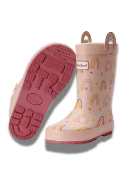 Toezone Bottes en caoutchouc imperméables rose arc-en-ciel fille Hot