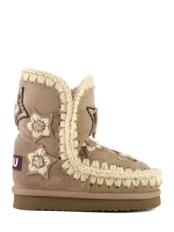 Mou Bottes Eskimo en daim à étoiles au crochet doublées en peau de ton pour enfant Best