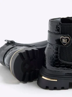 River Island Bottes Chelsea à bretelles vernies imprimé cœur Hot