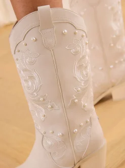 Lipsy Bottes western Milieu avec ornements de perles de mariée Clearance