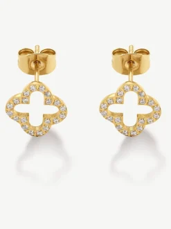 D.Louise Boucles d’oreilles imperméables avec clous de trèfle