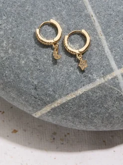 Fat Face Boucles d’oreilles FatFace Star et Moon Huggie Clearance