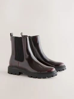 Next Bourgogne Rouge Brevet - Bottines Forever Comfort® à semelle crantée Chelsea Discount