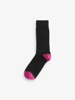 Next - Lot de 7 - Chaussettes riches en coton pour homme Bout de talon noir Online