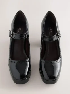Next Brevet noir - Chaussures Forever Comfort® Brogue Mary Jane à talons carrés Best