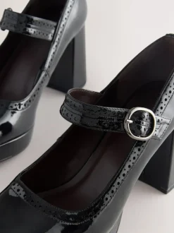 Next Brevet noir - Chaussures Forever Comfort® Brogue Mary Jane à talons carrés Best