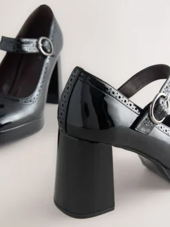 Next Brevet noir - Chaussures Forever Comfort® Brogue Mary Jane à talons carrés Best