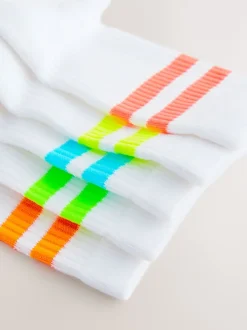 Next - Cushioned Semelle intérieure Cotton Rich Ribbed Tipped Chaussettes 5 Lot Bright Jaune/Vert/Bleu Hot