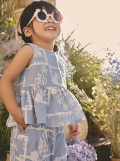 Next Brodé bleu/écru - Ensemble Chemisiers et Pantalons (3mths-8yrs) New