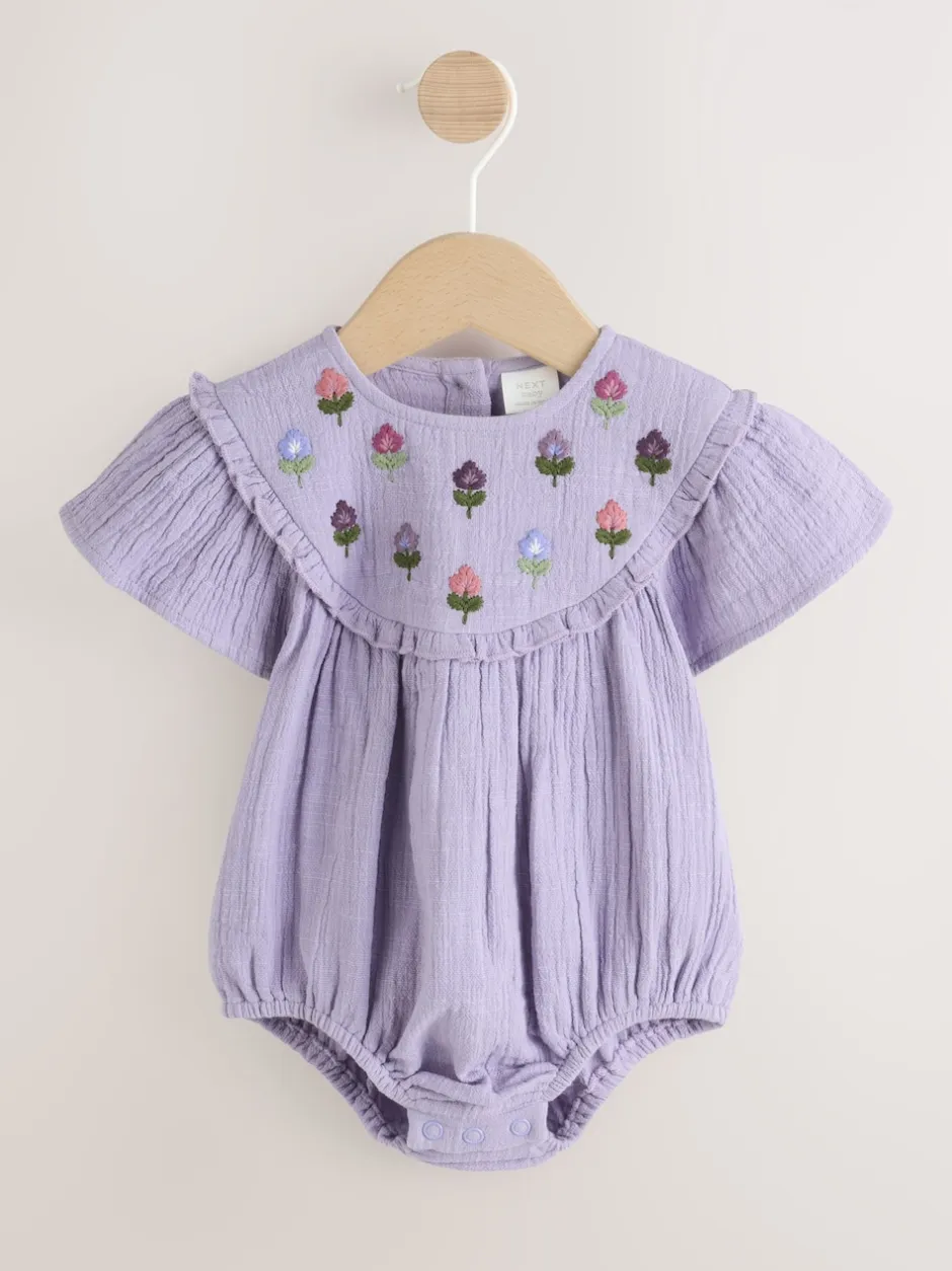 Next Brodé violet - Barboteuse Bloomer pour bébé (0mths-2yrs) Clearance
