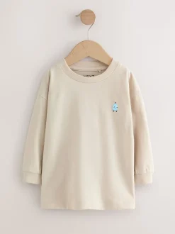 Next Broderie Nourriture Minéraux Personnage - Lot de 4 t-shirts imprimés graphiques à manches longues (3mois-7ans) New