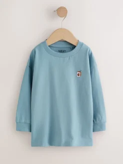 Next Broderie Nourriture Minéraux Personnage - Lot de 4 t-shirts imprimés graphiques à manches longues (3mois-7ans) New