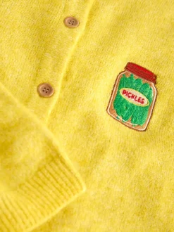 Next - Cardiganen maille col rond Broderie Pickles jaune Clearance