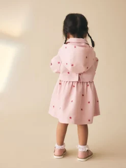 Next Broderie rose - Manteau boutonné résistant à la douche (3mois-7ans) New