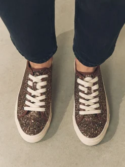 Next Bronze à paillettes - Baskets à lacets Forever Comfort® style baseball à paillettes