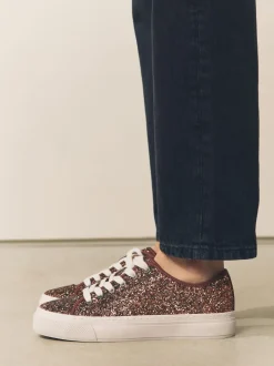 Next Bronze à paillettes - Baskets à lacets Forever Comfort® style baseball à paillettes