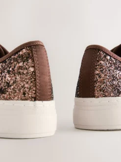 Next Bronze à paillettes - Baskets à lacets Forever Comfort® style baseball à paillettes