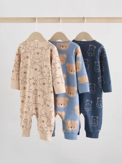 Next Brown/Marine - Lot de 3 dors-bien bébé en coton sans pieds à fermeture éclair bidirectionnelle (0mois-3ans)