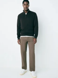 Next - Ajustement droit - Pantalon chino stretch Brun clair Discount