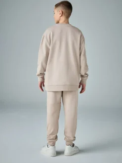 smALLSAINTS Brun clair - Ensemble sweat-shirt et joggings Underground oversize à empiècement texturé Clearance