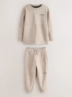 smALLSAINTS Brun clair - Ensemble sweat-shirt et joggings Underground oversize à empiècement texturé Clearance