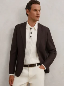 Reiss Brun foncé - Ceinture tissée en daim Jesse Outlet