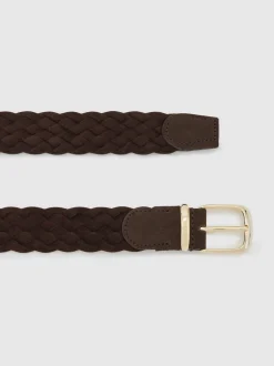 Reiss Brun foncé - Ceinture tissée en daim Jesse Outlet