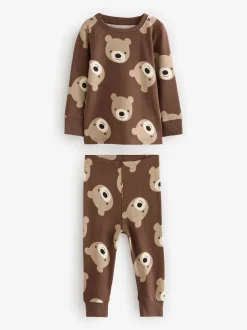 Next Brun/Crème - Lot de 3 pyjamas Snuggle (9mois-6ans) Discount