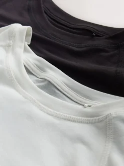 Next Brun/Crème - Lot de 2 T-shirts Active à manches courtes à Col rond Clearance