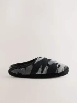 Next - Mules chaussons doublées chaudes Camo gris Hot