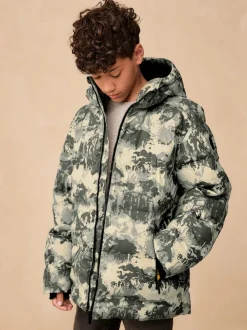 Next - Manteau rembourré doublé en micropolaire Résistant à la douche (3-17ans) Camoflauge gris
