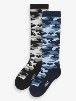 Next Camouflage gris/bleu - Lot de 2 paires de chaussettes pour bottes Sale