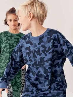 Next - Lot de 3 pyjamas à manches longues (3-16ans) Camouflage gris/bleu/vert Clearance