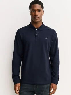Next Canard bleu marine - Polo à manches longues en piqué New