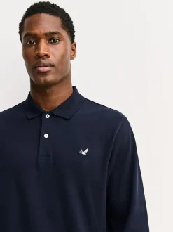 Next Canard bleu marine - Polo à manches longues en piqué New