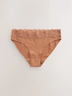 Next - Lot de 4 culottes en coton et dentelle Caramel Nude