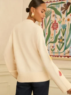 Love & Roses Cardigan brodé en maille Clearance