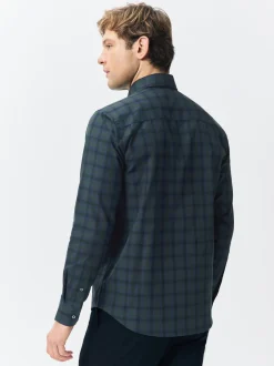 Next Carreaux Blackwatch bleu marine/vert - Lot de 2 chemises Oxford à manches longues Outlet