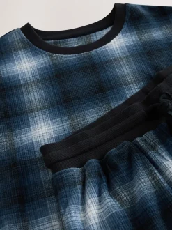 Next Carreaux bleu marine - Ensemble pyjama Motionflex confortable à manches longues et poignets New